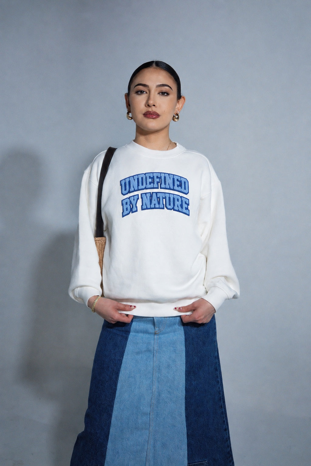 Undefined By Nature white crewneck editorial