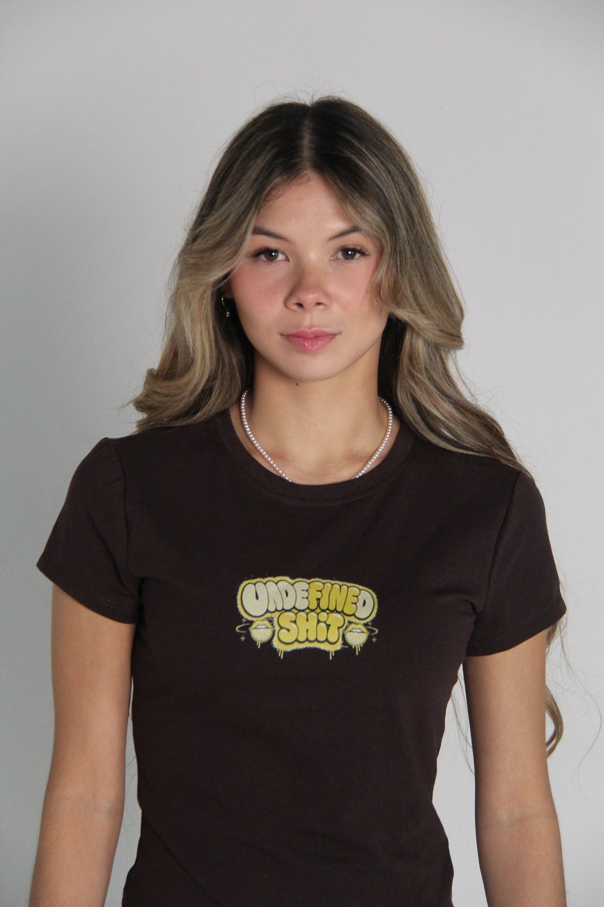 Undefined Shit Fitted Tee — Brown
