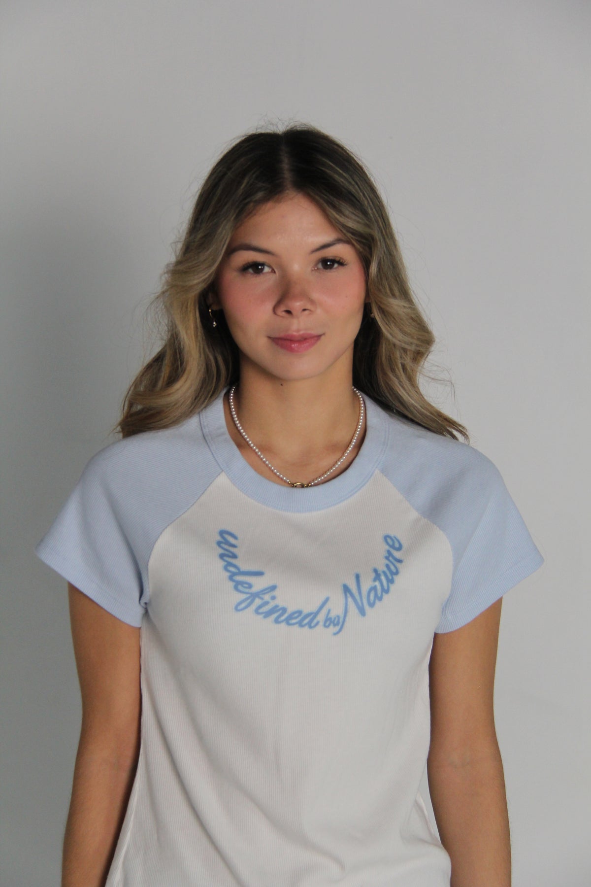 Undefined By Nature Raglan Baby Tee — Blue