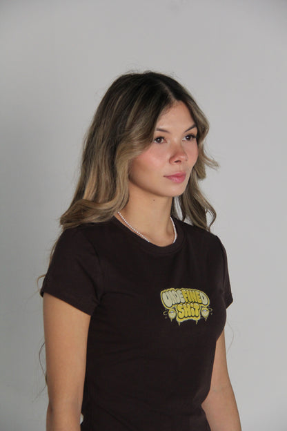 Undefined Shit Fitted Tee — Brown