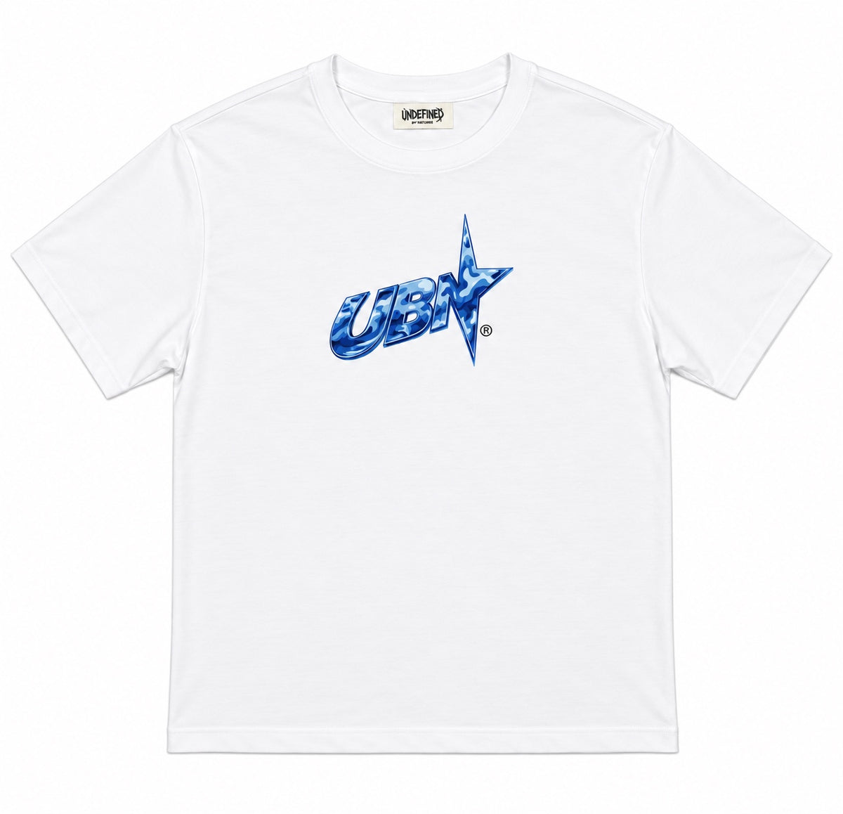 Blue Camo UBN Logo Tee front