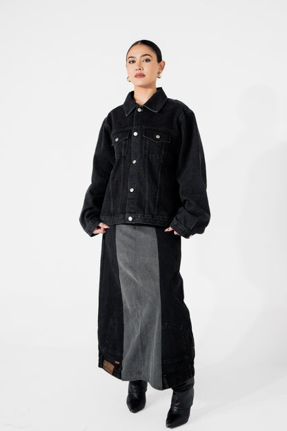 Undefined By Nature denim jacket and skirt campaign