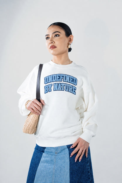 Undefined By Nature crewneck campaign detail