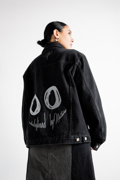 Undefined By Nature black denim jacket back graphic