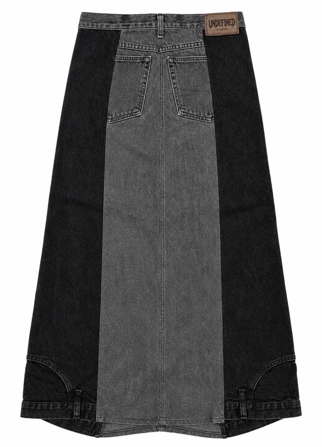 Undefined panel denim skirt black back