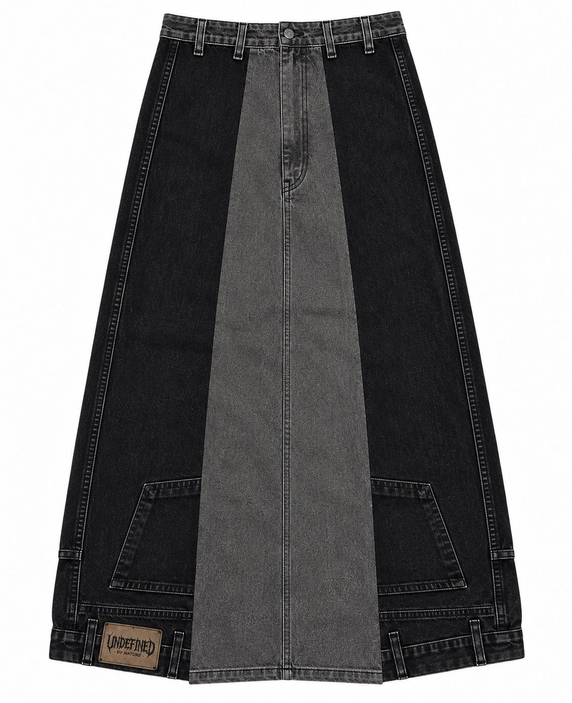 Undefined panel denim skirt black front