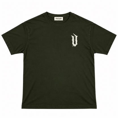 Forest Green Undefined Script Tee front