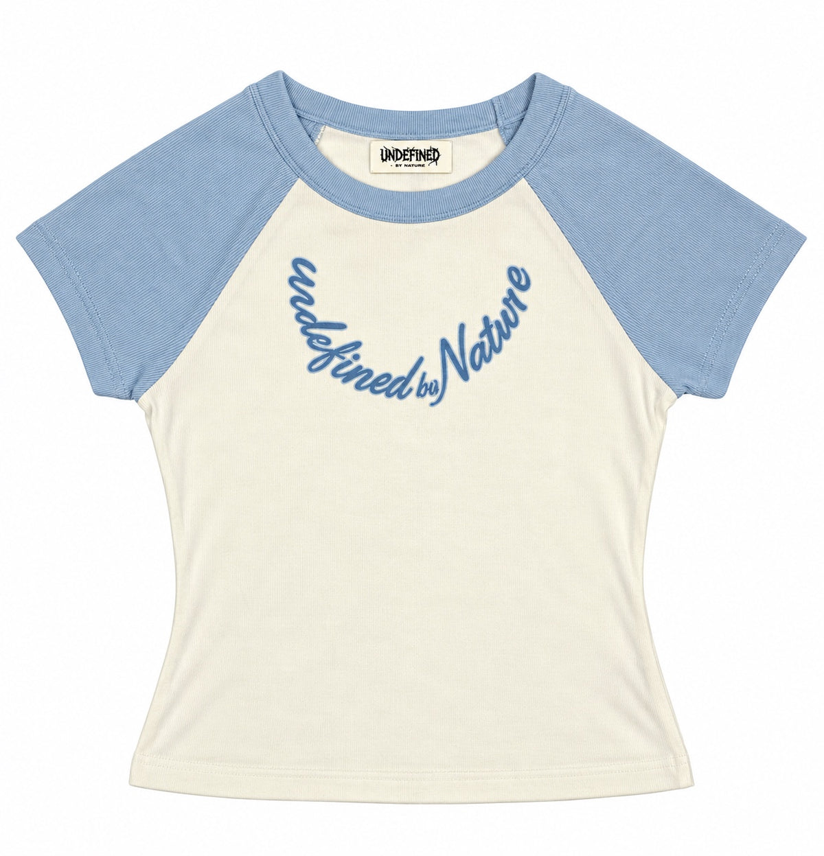 Undefined By Nature blue raglan baby tee